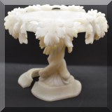 D40. Alabaster compote. Needs repair. 7&rdquo;h 